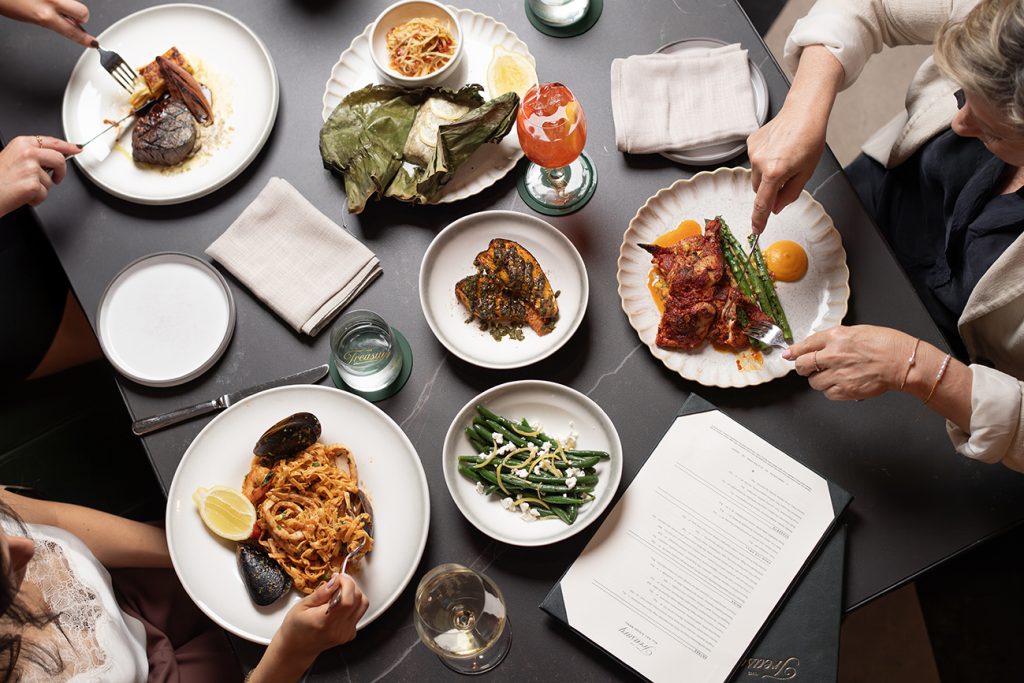 The Treasury flatlay of dining food